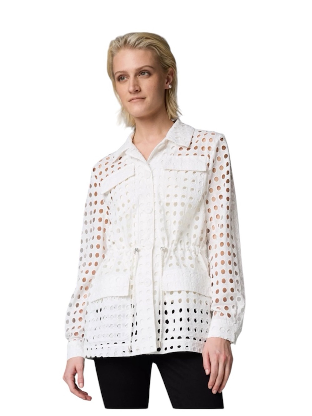 Simply Vera Vera Wang White Eyelet Button-Front Jacket